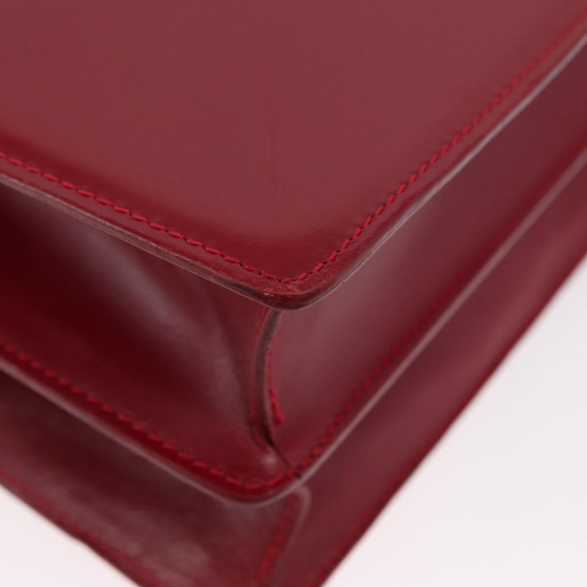 BVLGARI Hand Bag Leather 2way Red Silver Auth 173889A