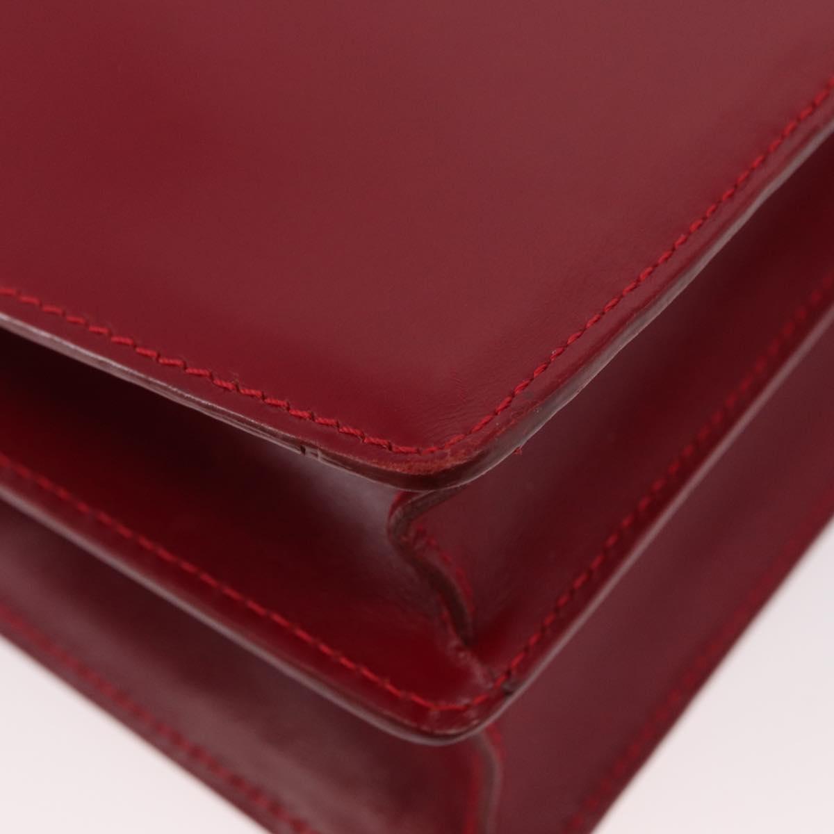 BVLGARI Hand Bag Leather 2way Red Silver Auth 173889A