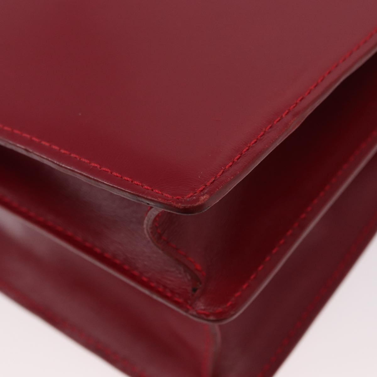 BVLGARI Hand Bag Leather 2way Red Silver Auth 173889A