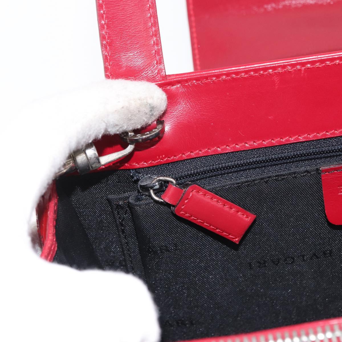 BVLGARI Hand Bag Leather 2way Red Silver Auth 173889A