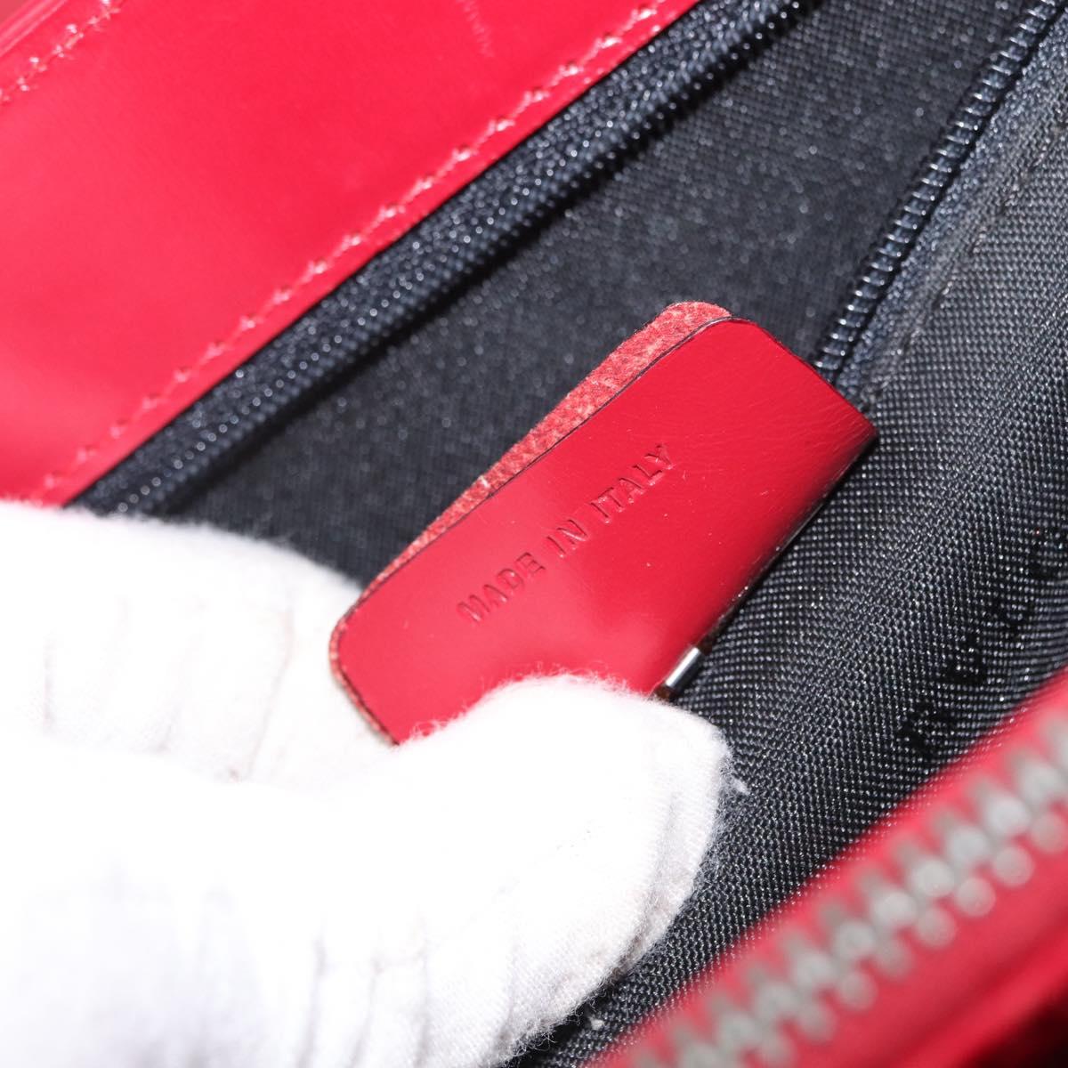 BVLGARI Hand Bag Leather 2way Red Silver Auth 173889A
