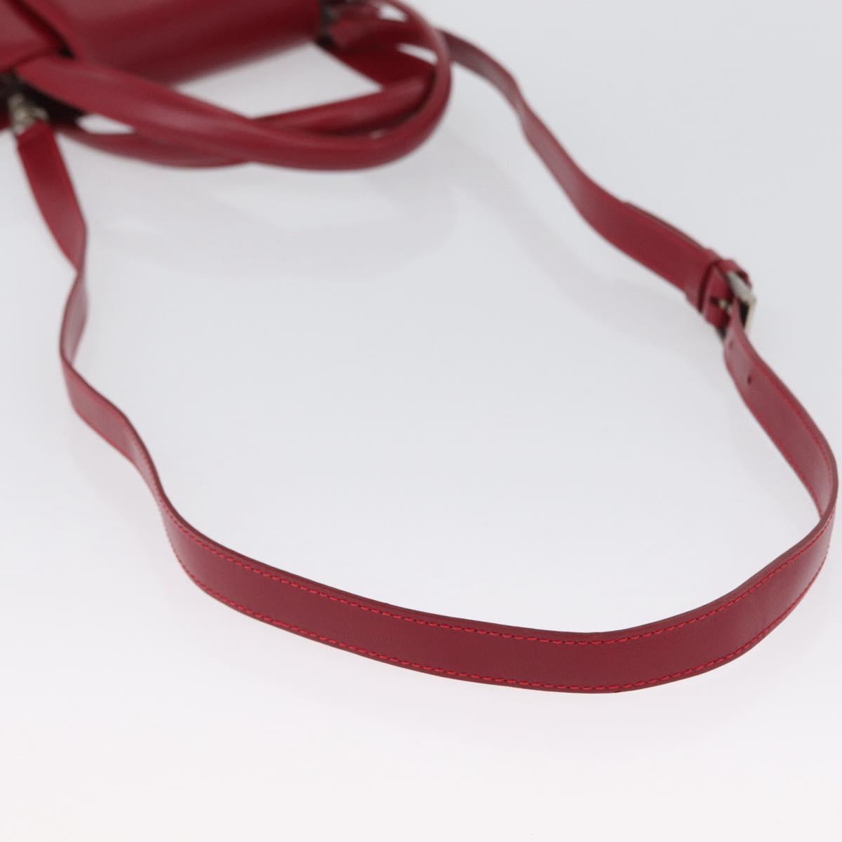 BVLGARI Hand Bag Leather 2way Red Silver Auth 173889A