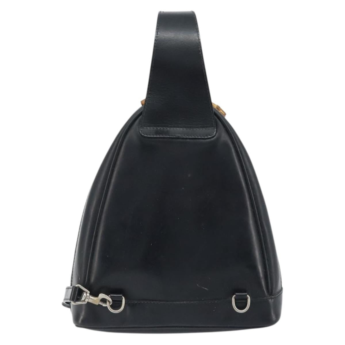 GUCCI Bamboo Shoulder Bag Patent leather Black Silver Auth 173890