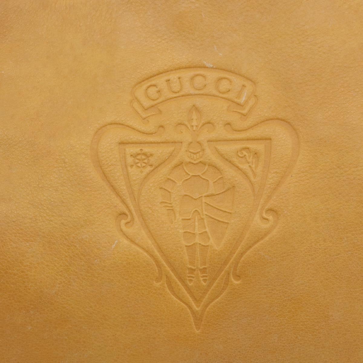 GUCCI Tote Bag Leather Beige Gold Auth 173893