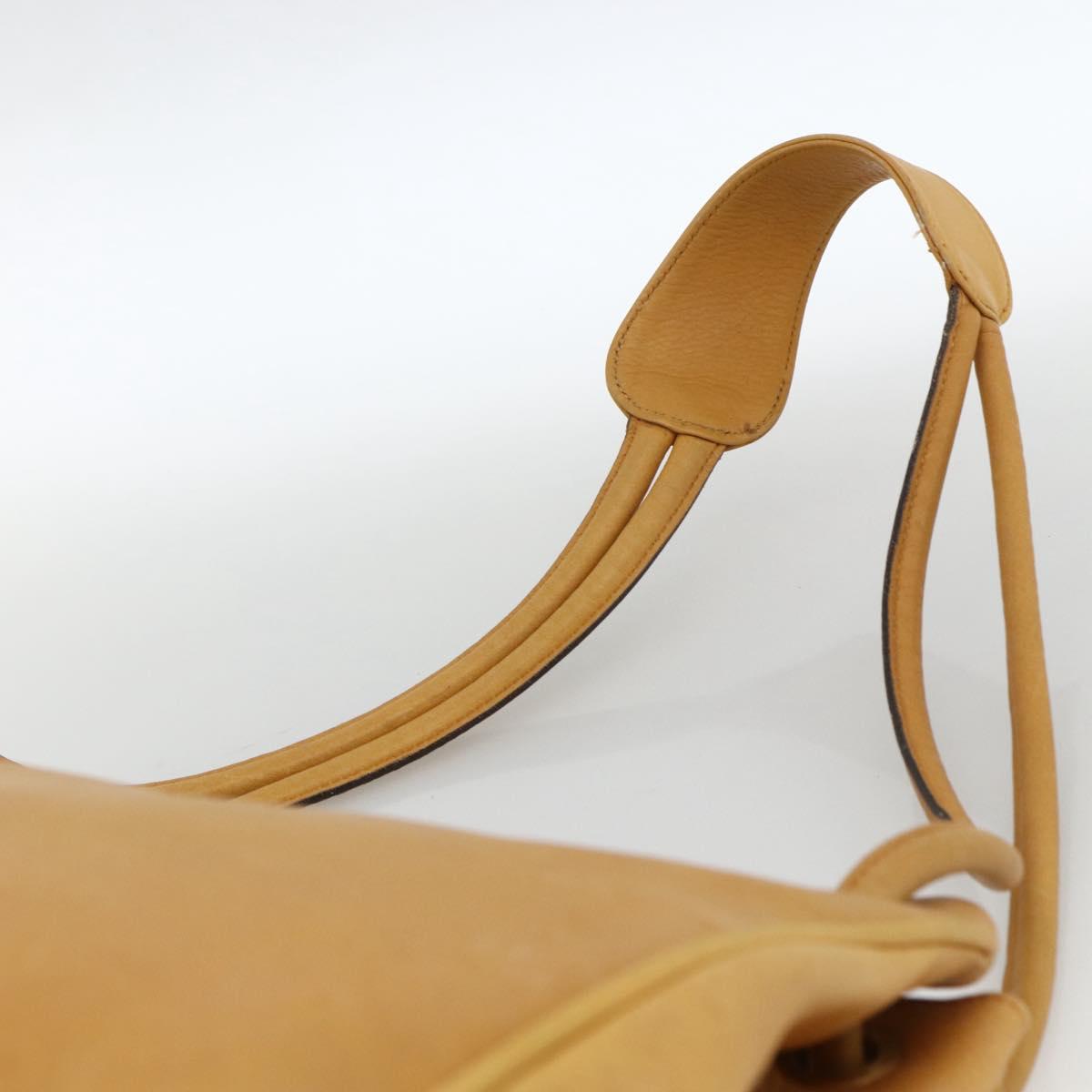 GUCCI Tote Bag Leather Beige Gold Auth 173893