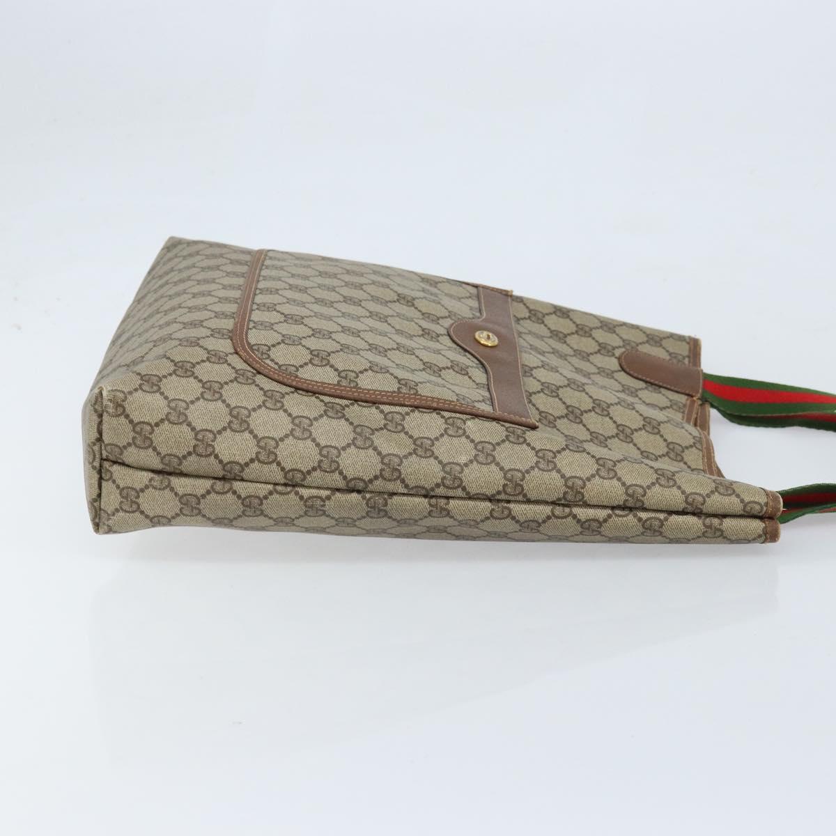GUCCI GG Supreme Web Sherry Line Tote Bag PVC Beige Gold 40 02 003 Auth 173900