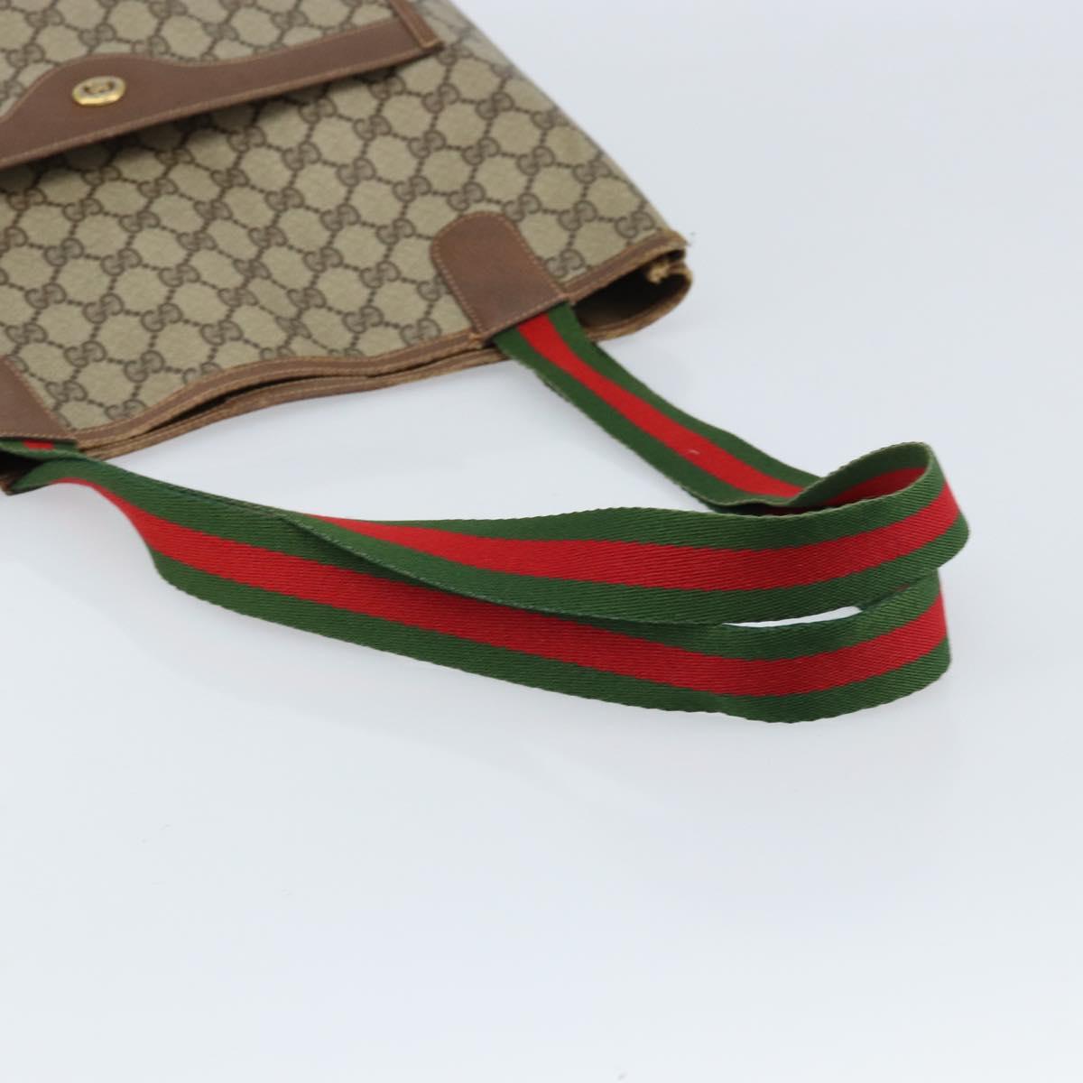 GUCCI GG Supreme Web Sherry Line Tote Bag PVC Beige Gold 40 02 003 Auth 173900