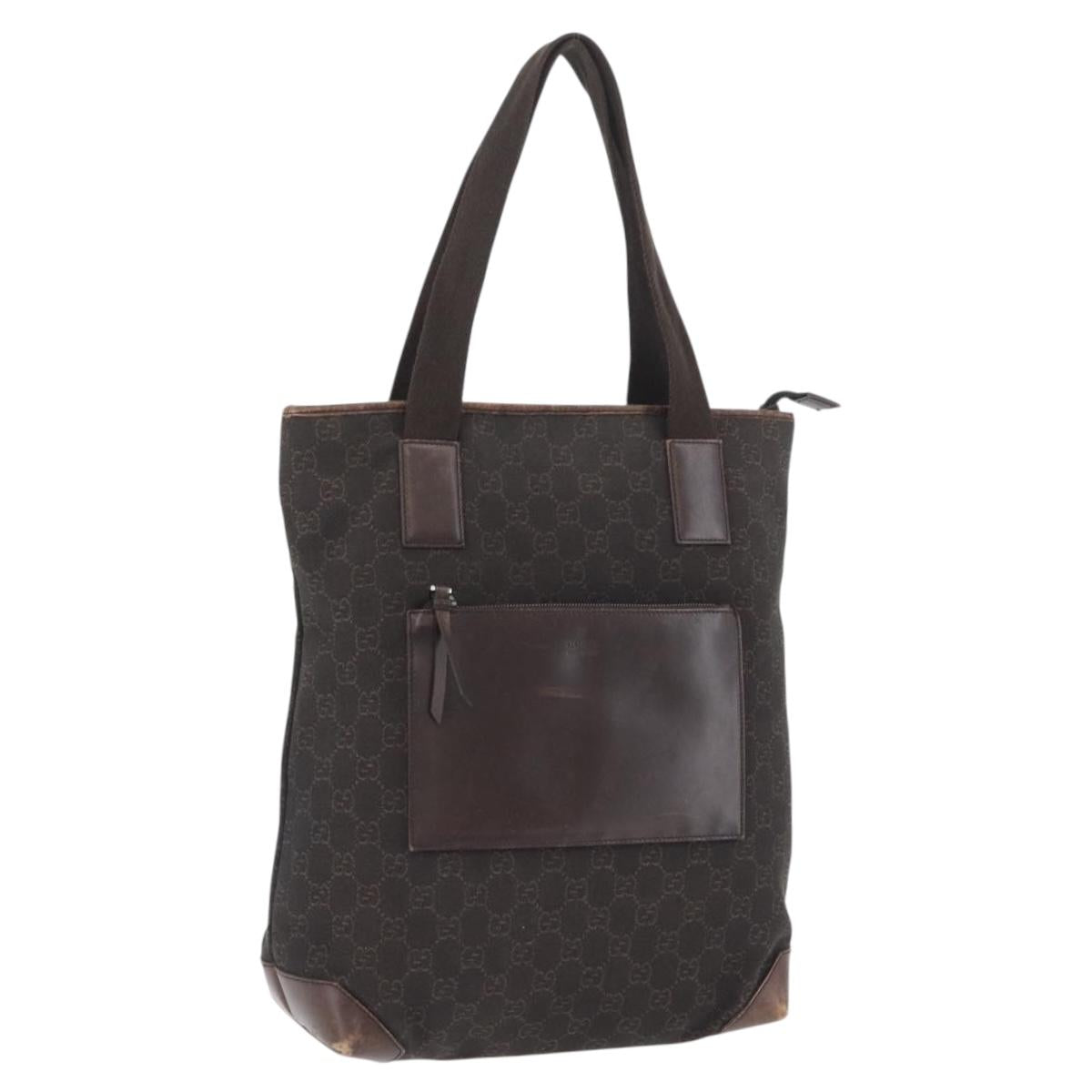 GUCCI GG Canvas Tote Bag Brown Silver 28892 Auth 173901