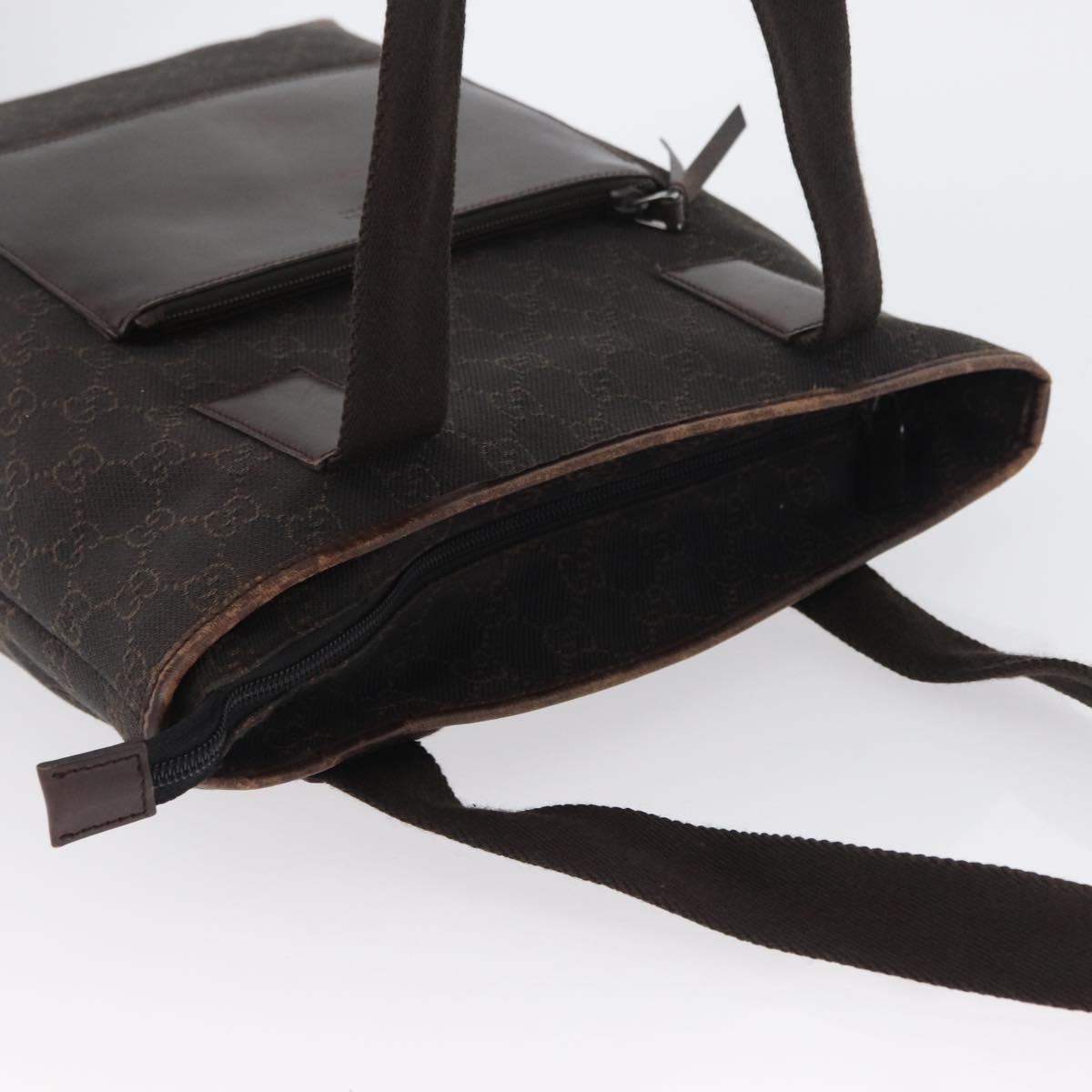 GUCCI GG Canvas Tote Bag Brown Silver 28892 Auth 173901