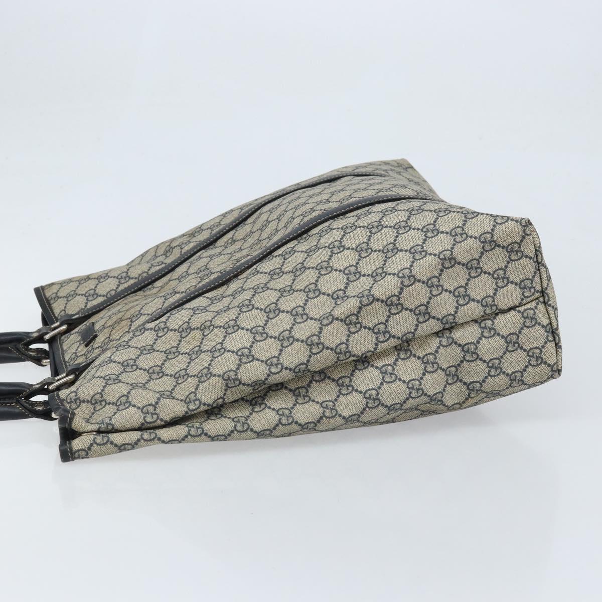 GUCCI GG Supreme Tote Bag PVC Navy Silver 223668 Auth 173902