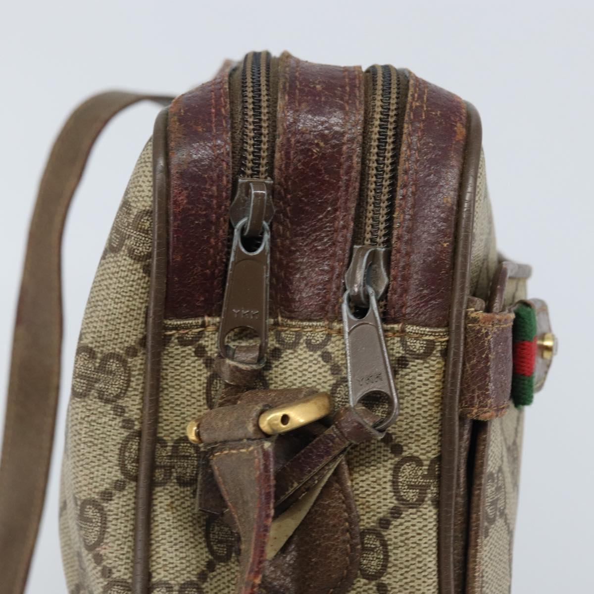 GUCCI GG Supreme Web Sherry Line Bag PVC Beige Gold 93 02 049 Auth 173907