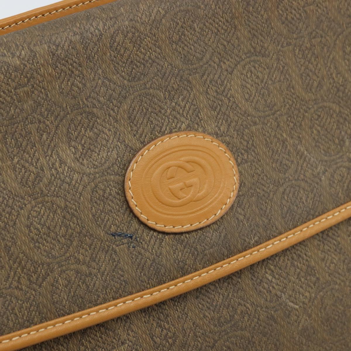 GUCCI Shoulder Bag Canvas Beige Gold Auth 173908