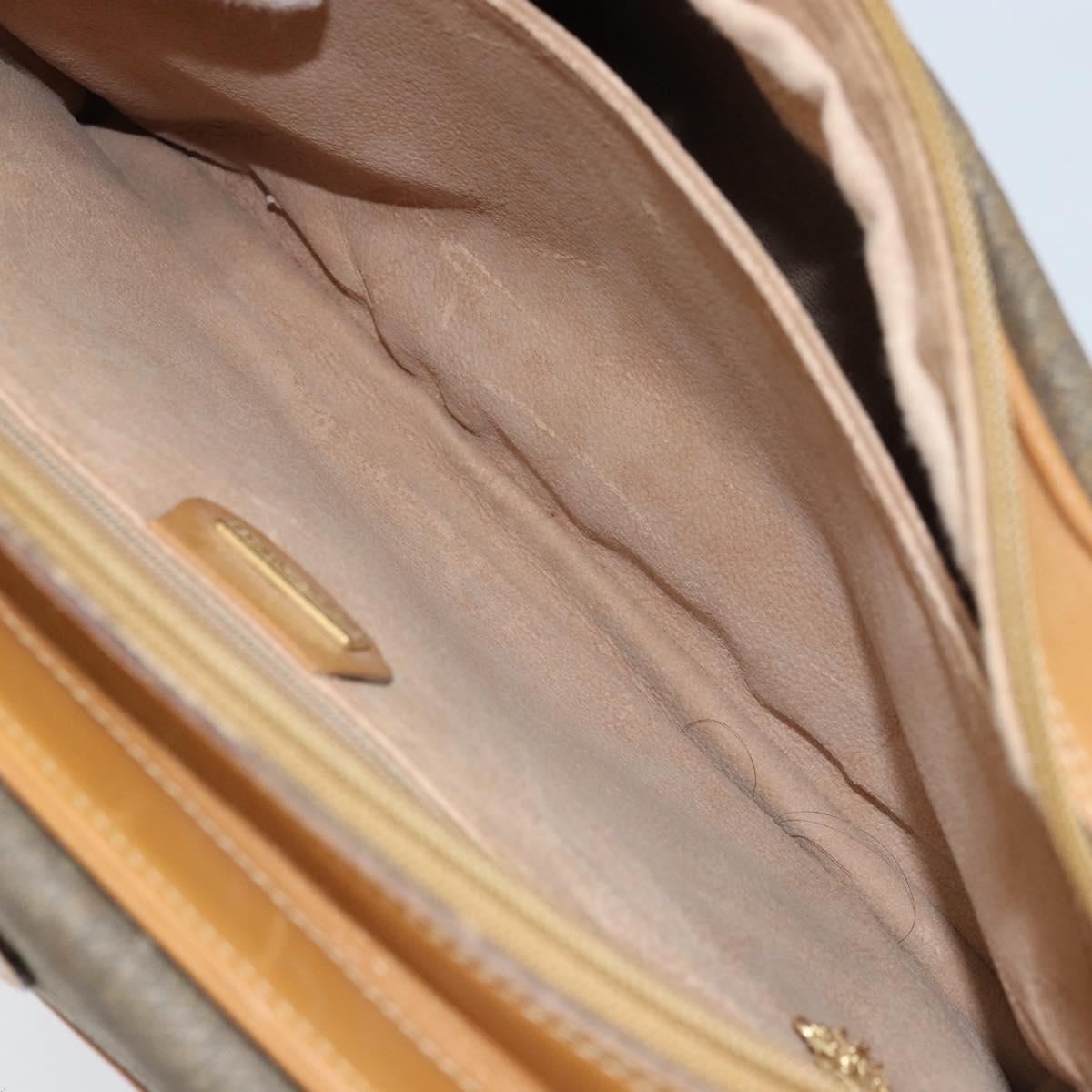 GUCCI Shoulder Bag Canvas Beige Gold Auth 173908