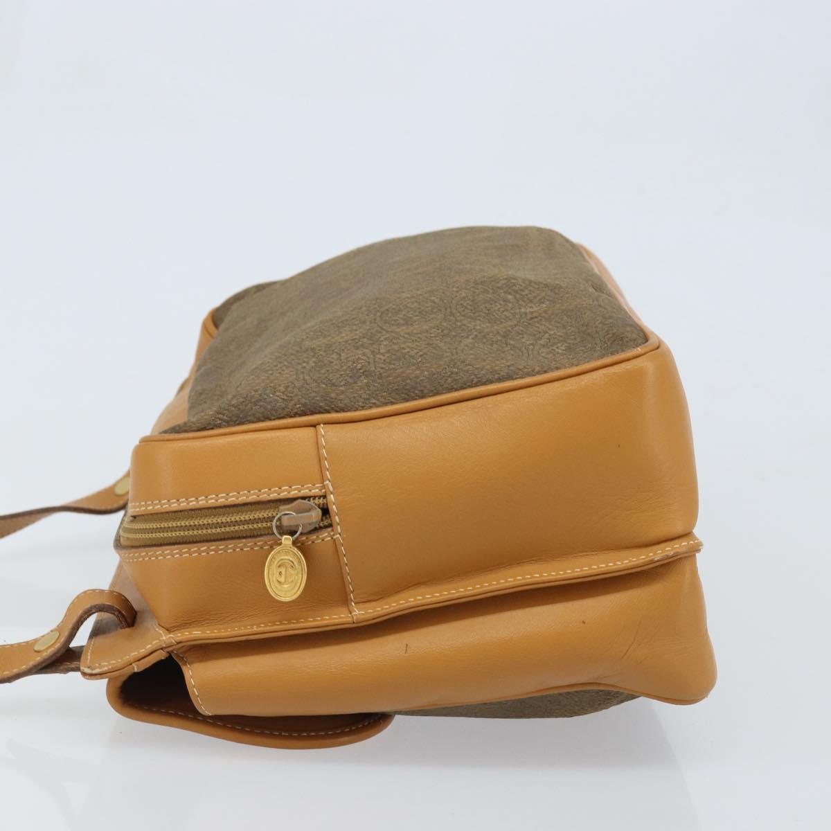 GUCCI Shoulder Bag Canvas Beige Gold Auth 173908