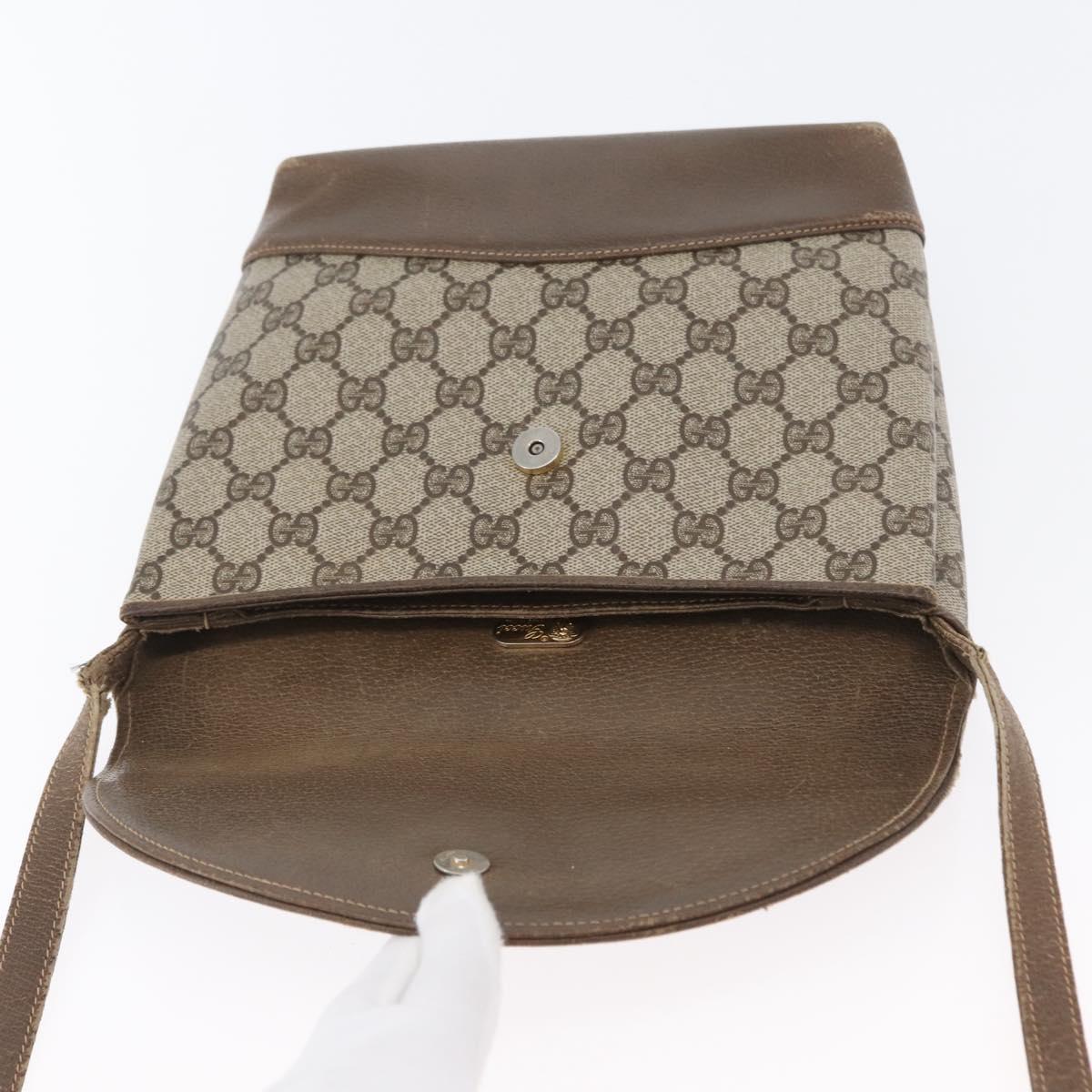 GUCCI GG Supreme Shoulder Bag PVC Beige Gold Auth 173909