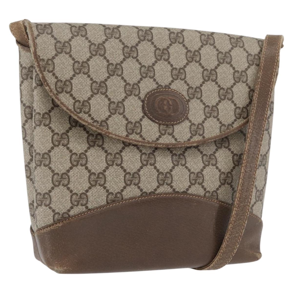 GUCCI GG Supreme Shoulder Bag PVC Beige Gold Auth 173909