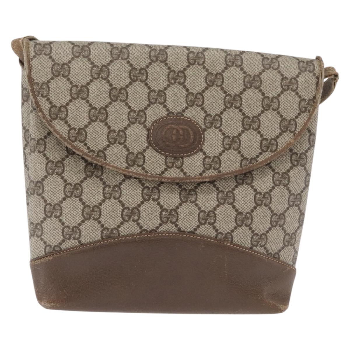 GUCCI GG Supreme Shoulder Bag PVC Beige Gold Auth 173909