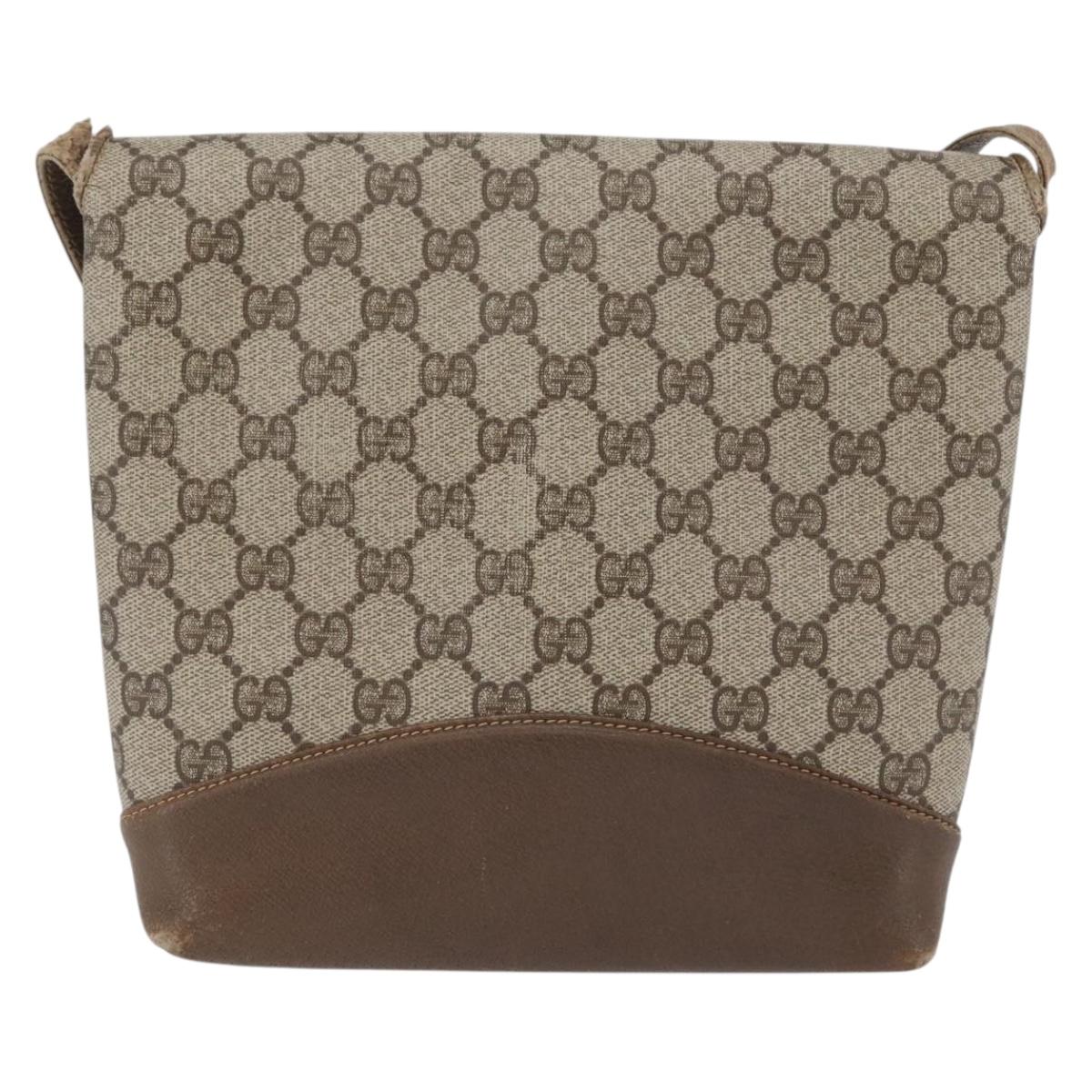 GUCCI GG Supreme Shoulder Bag PVC Beige Gold Auth 173909