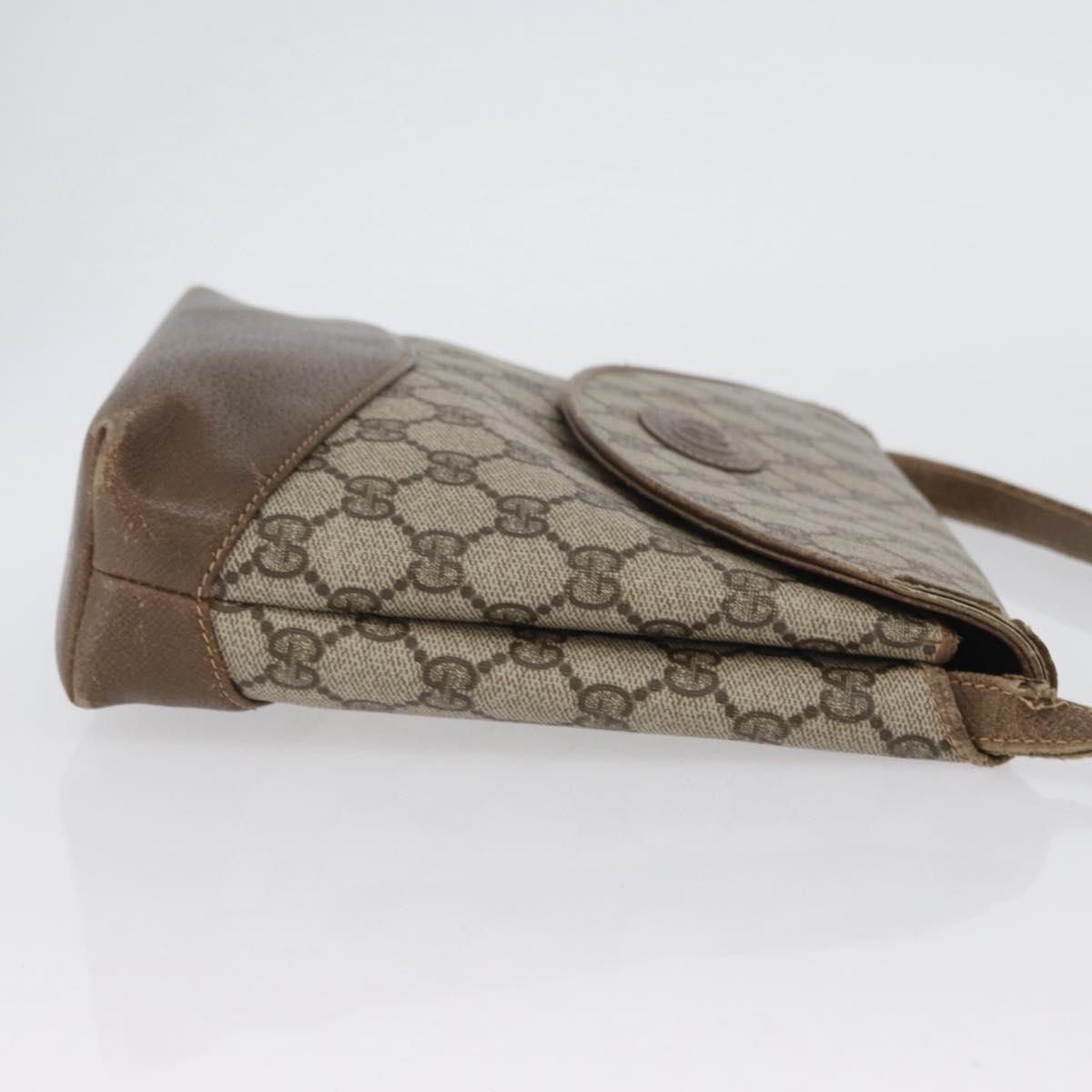 GUCCI GG Supreme Shoulder Bag PVC Beige Gold Auth 173909