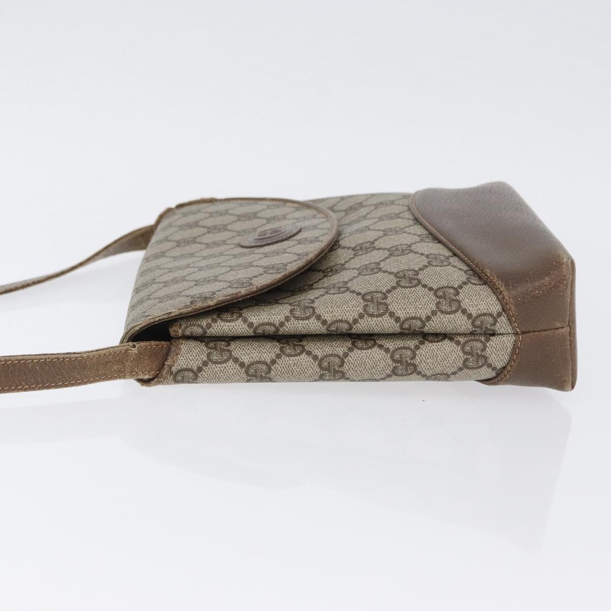 GUCCI GG Supreme Shoulder Bag PVC Beige Gold Auth 173909