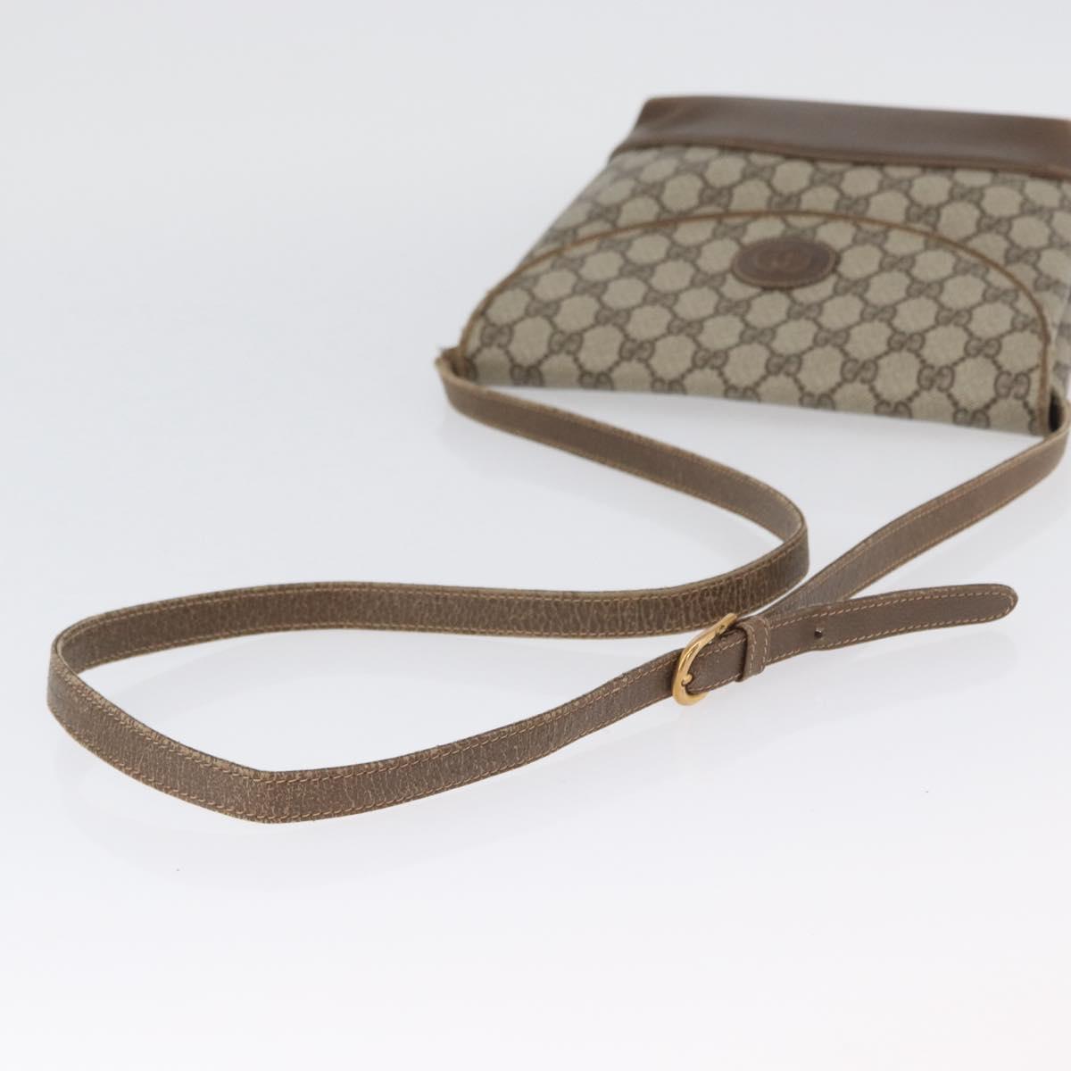 GUCCI GG Supreme Shoulder Bag PVC Beige Gold Auth 173909