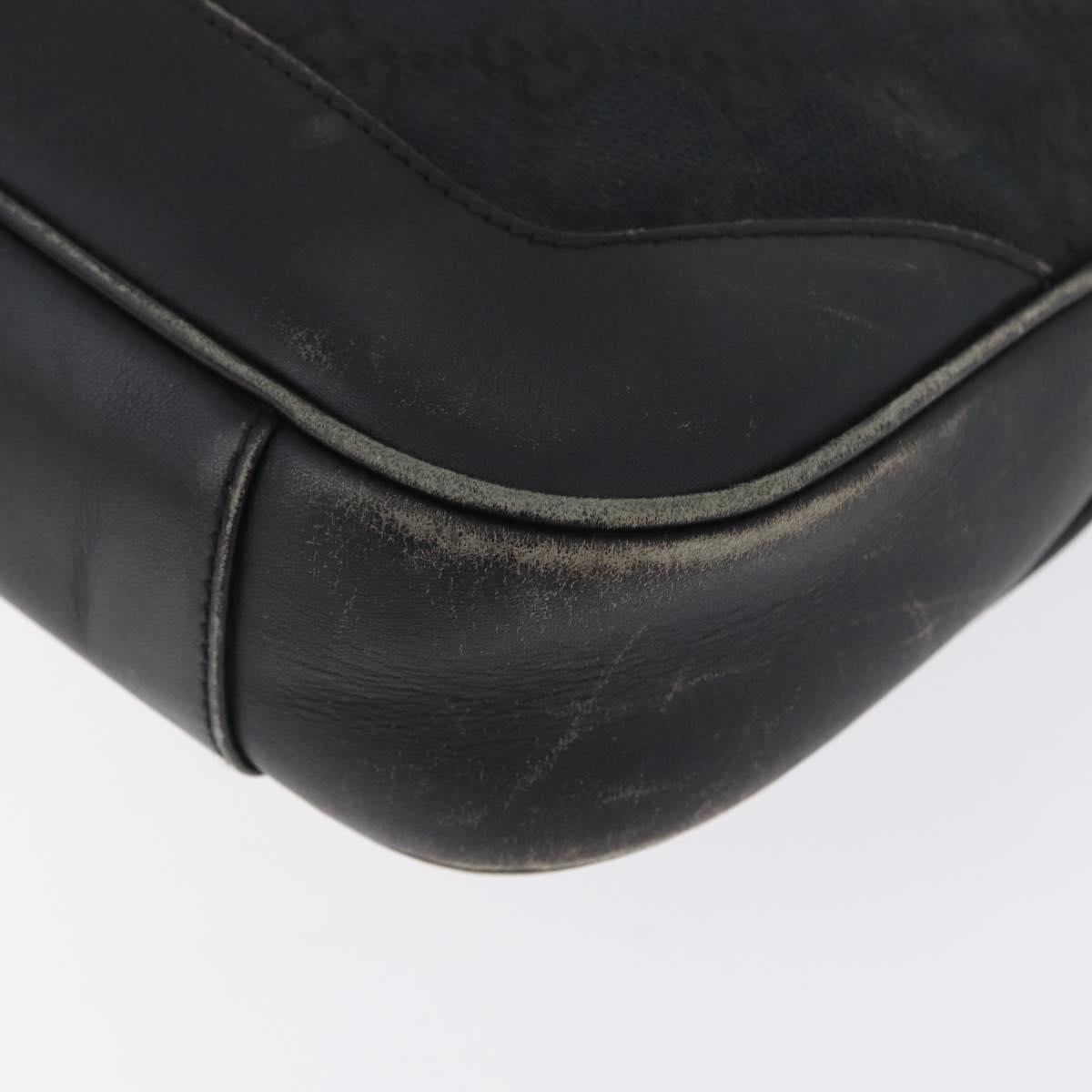 GUCCI Bamboo GG Canvas Hand Bag Black Silver 001 4095 Auth 173913