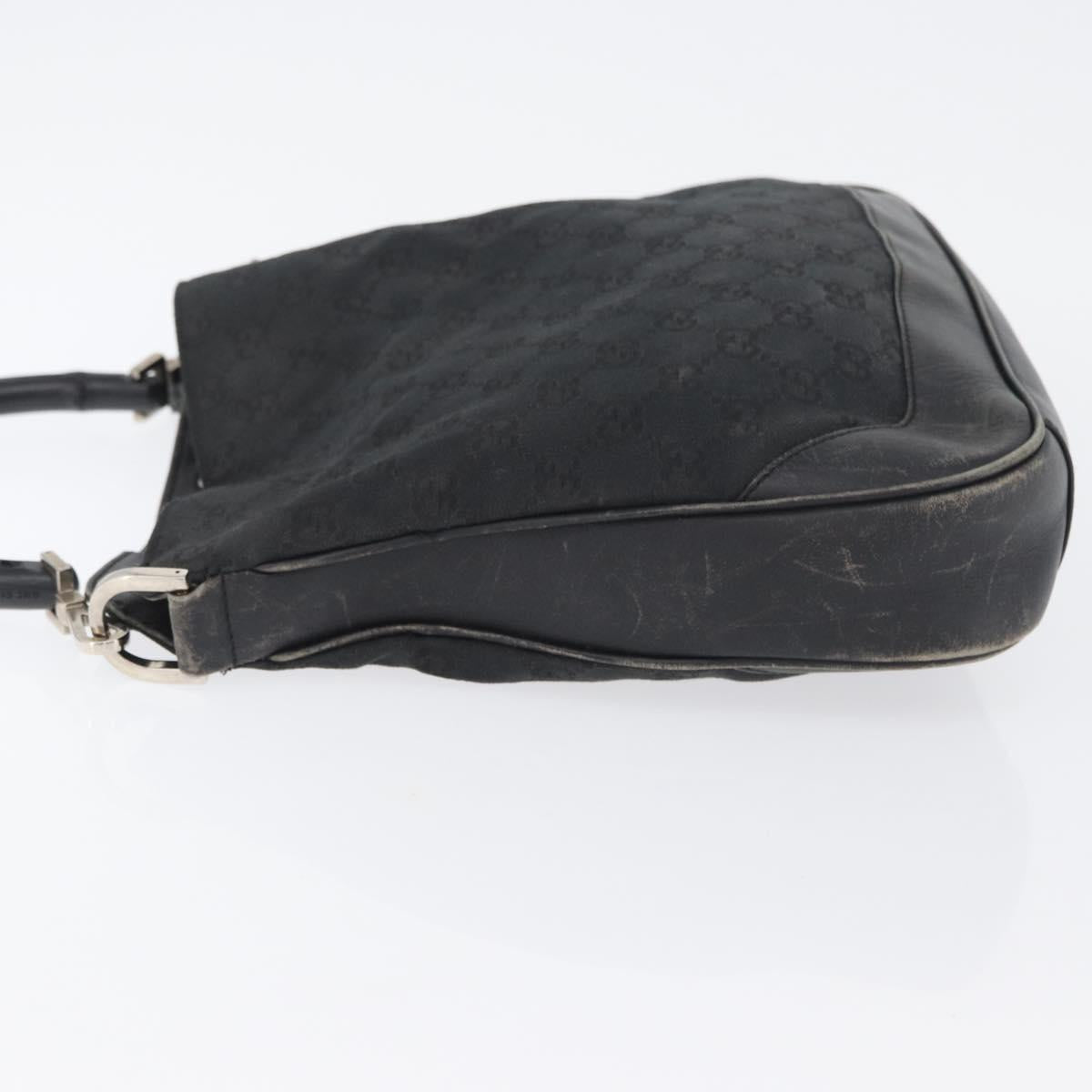 GUCCI Bamboo GG Canvas Hand Bag Black Silver 001 4095 Auth 173913