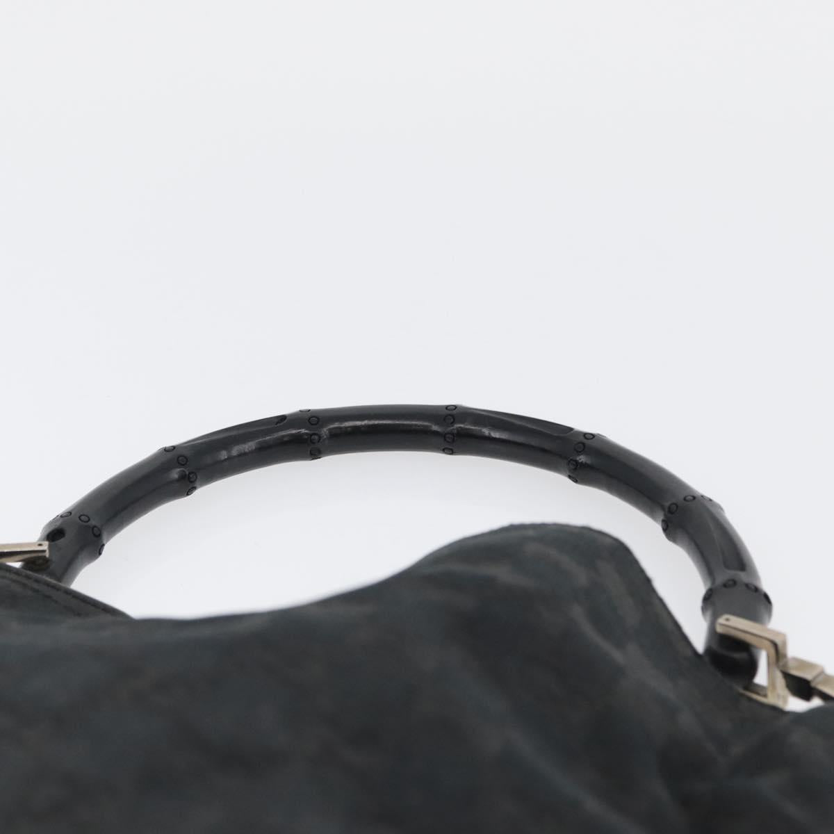 GUCCI Bamboo GG Canvas Hand Bag Black Silver 001 4095 Auth 173913