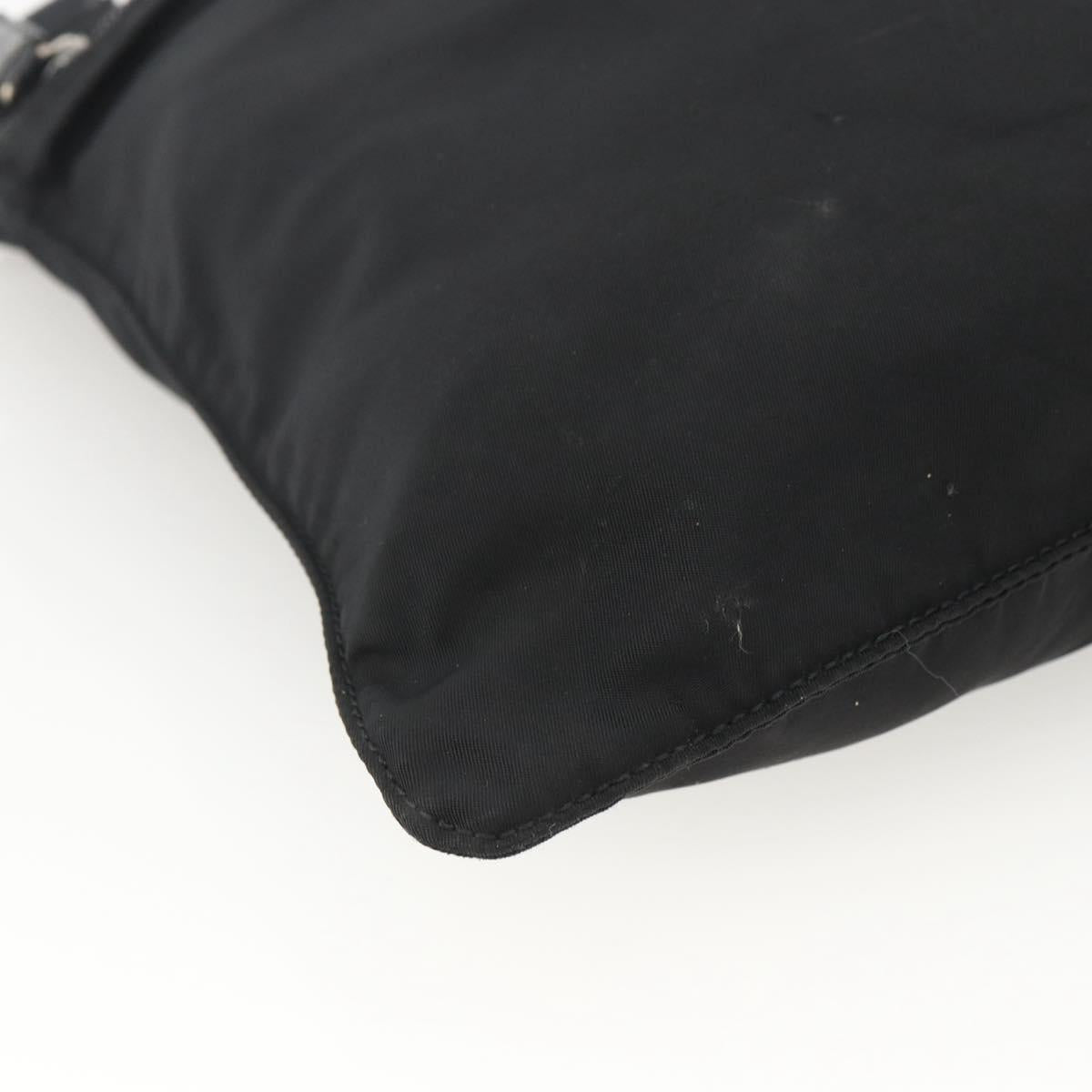 PRADA Shoulder Bag Nylon Black Silver Auth 173914
