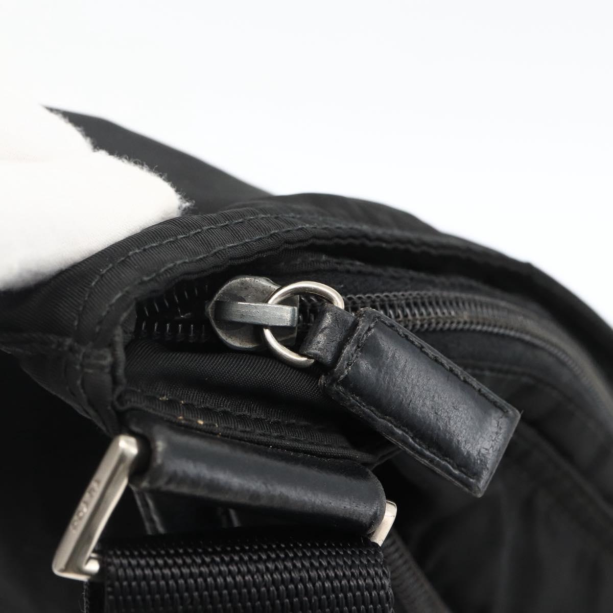 PRADA Shoulder Bag Nylon Black Silver Auth 173914