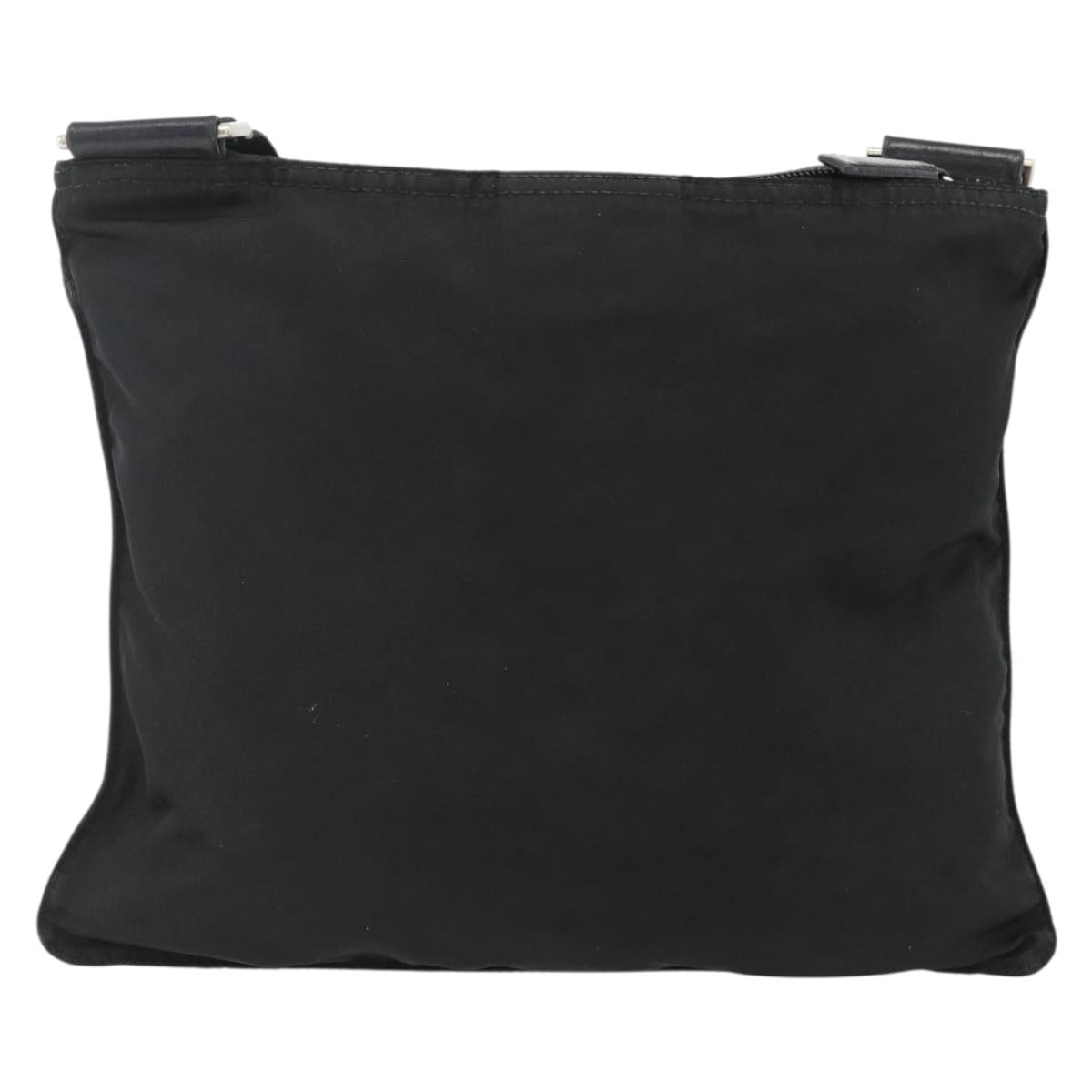 PRADA Shoulder Bag Nylon Black Silver Auth 173914