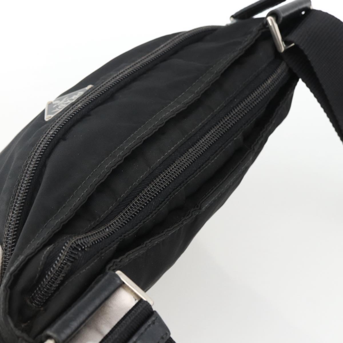 PRADA Shoulder Bag Nylon Black Silver Auth 173914