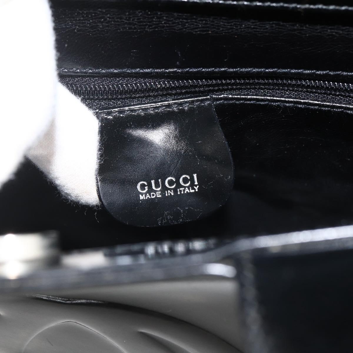 GUCCI Hand Bag Patent leather Black Silver 000 1013 0504 Auth 173915