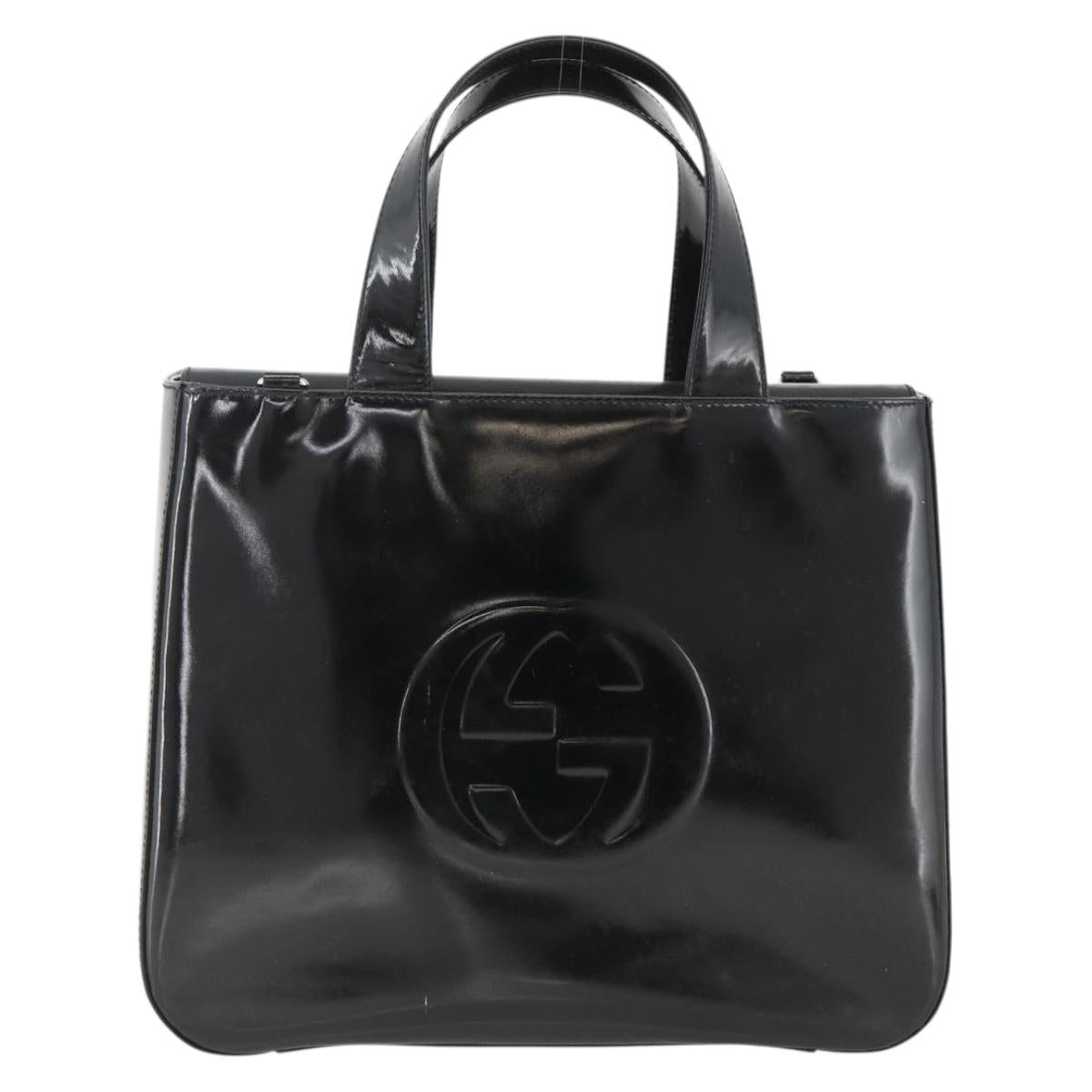 GUCCI Hand Bag Patent leather Black Silver 000 1013 0504 Auth 173915