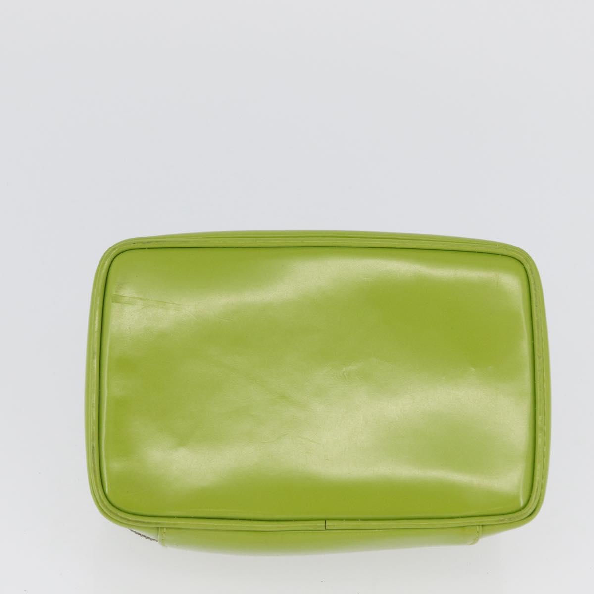 GUCCI Bamboo Vanity Pouch Patent leather Green Silver 032 1956 0151 Auth 173916