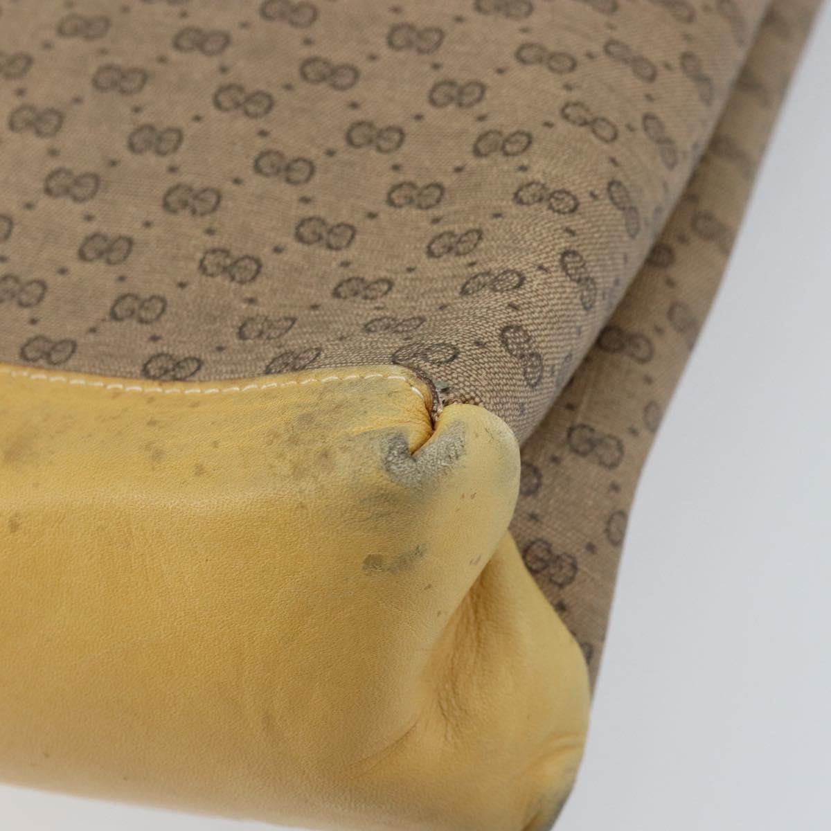 GUCCI Micro GG Supreme Hand Bag PVC Leather Beige Gold Auth 173918