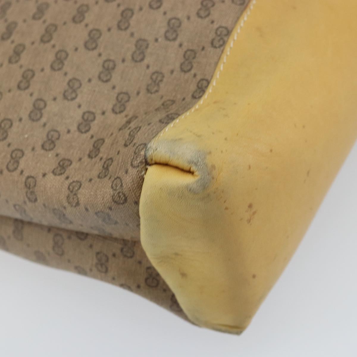 GUCCI Micro GG Supreme Hand Bag PVC Leather Beige Gold Auth 173918