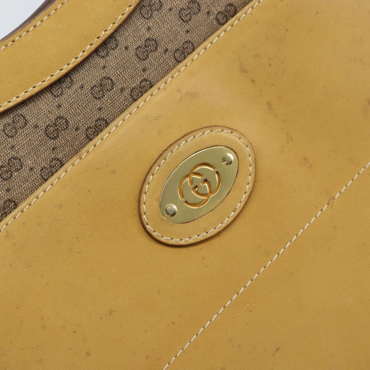 GUCCI Micro GG Supreme Hand Bag PVC Leather Beige Gold Auth 173918