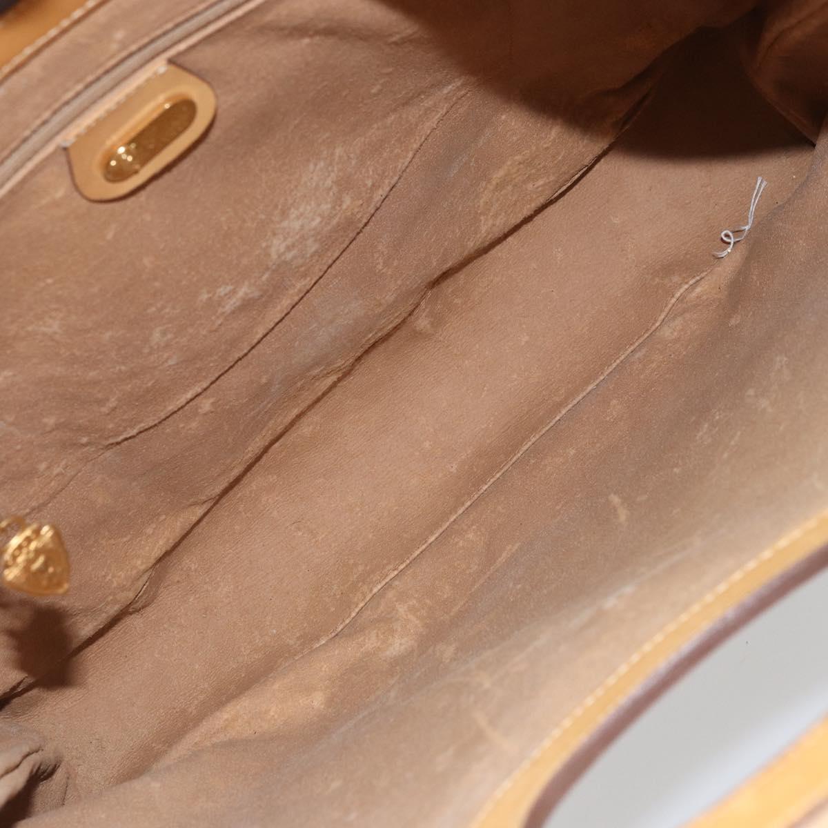 GUCCI Micro GG Supreme Hand Bag PVC Leather Beige Gold Auth 173918