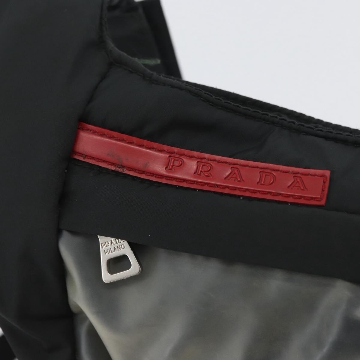 PRADA Sports Shoulder Bag Nylon Black Silver Auth 173922