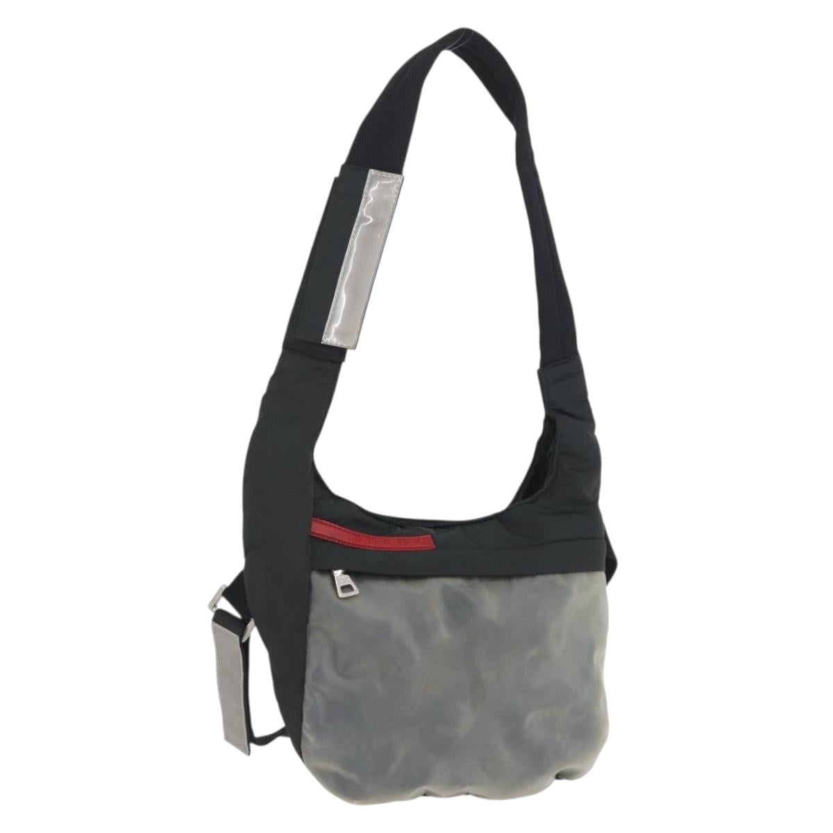 PRADA Sports Shoulder Bag Nylon Black Silver Auth 173922