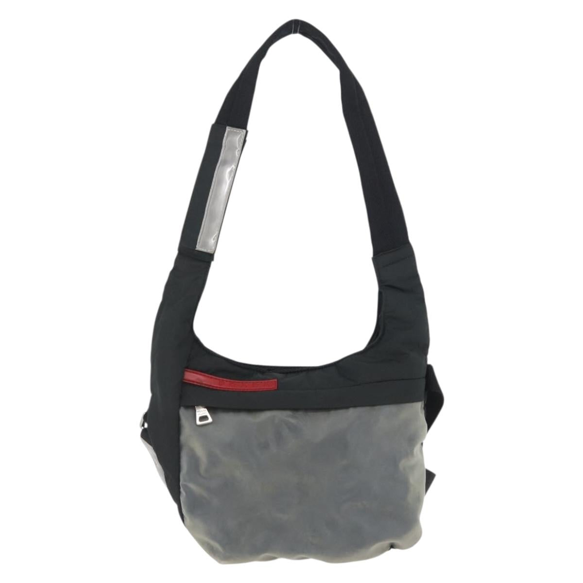PRADA Sports Shoulder Bag Nylon Black Silver Auth 173922