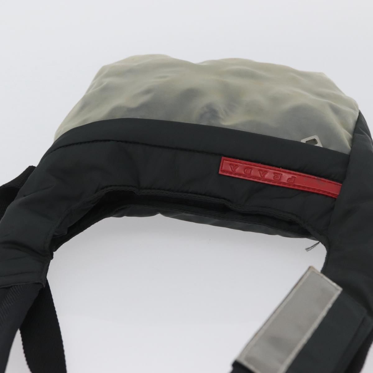 PRADA Sports Shoulder Bag Nylon Black Silver Auth 173922