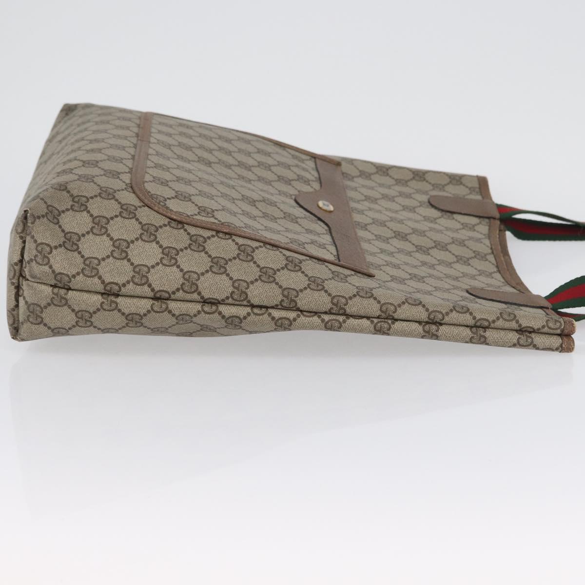 GUCCI GG Supreme Web Sherry Line Tote Bag PVC Beige Red 39 02 003 Auth 173923