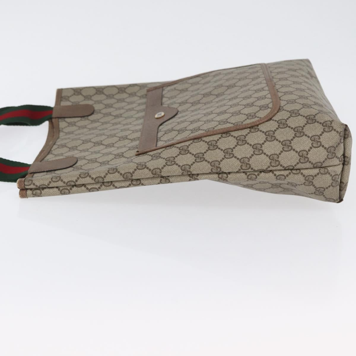 GUCCI GG Supreme Web Sherry Line Tote Bag PVC Beige Red 39 02 003 Auth 173923