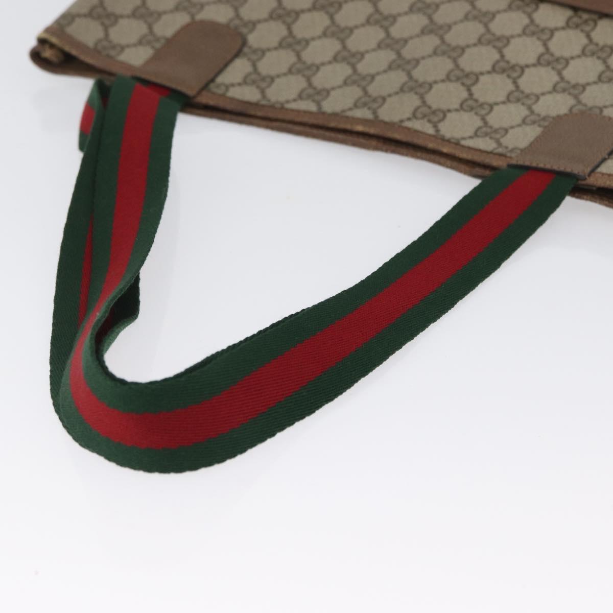 GUCCI GG Supreme Web Sherry Line Tote Bag PVC Beige Red 39 02 003 Auth 173923