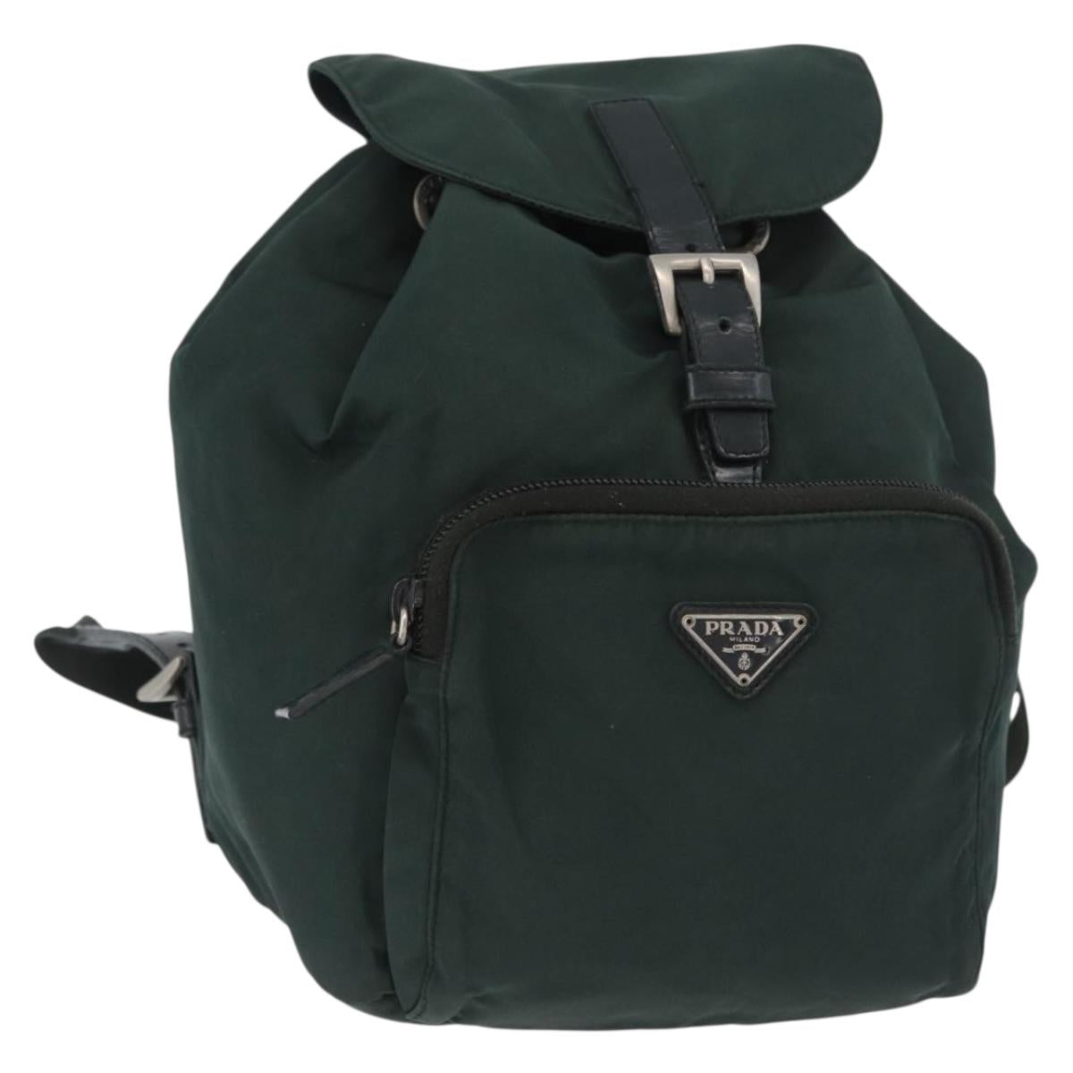 PRADA Backpack Nylon Green Silver Auth 173925