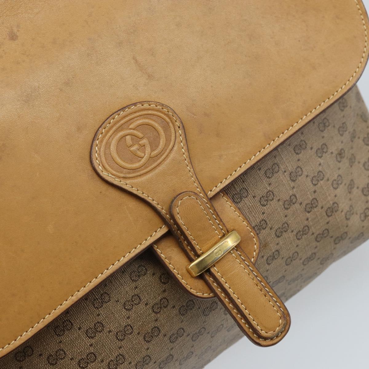 GUCCI Micro GG Supreme Shoulder Bag PVC Beige Gold Auth 173930