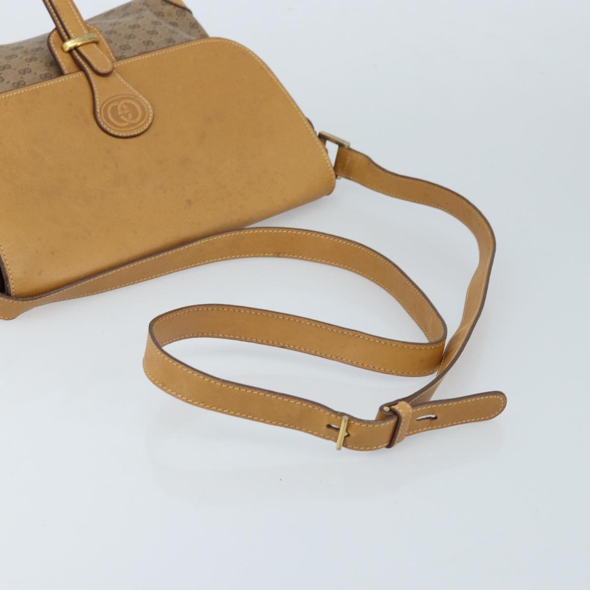 GUCCI Micro GG Supreme Shoulder Bag PVC Beige Gold Auth 173930