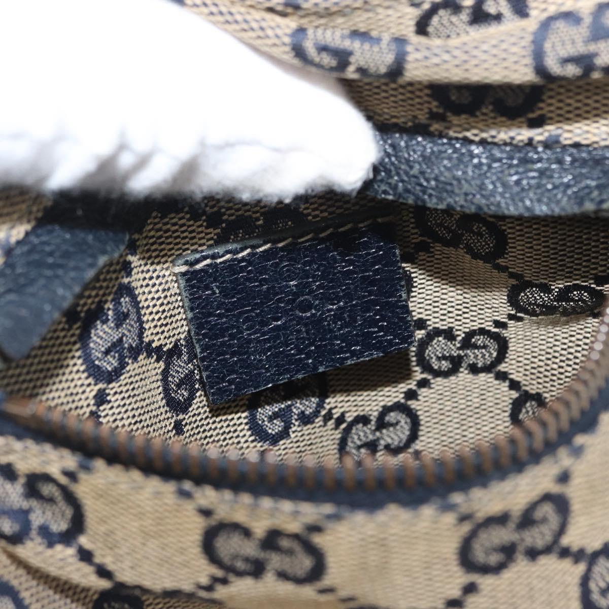 GUCCI GG Canvas Sherry Line Waist bag Navy Silver Red 28566 Auth 173931